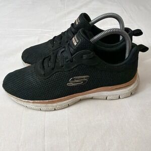 Skechers Womens Flex Appeal 4.0 149303TX Black Running Shoes Sneakers Size 7.5